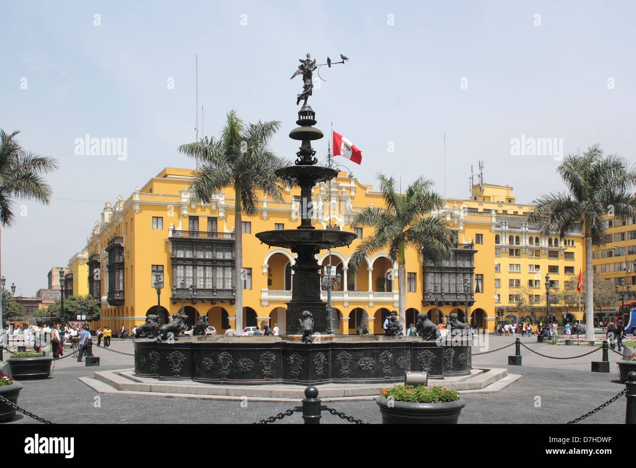 Peru Lima Plaza Mayor or Plaza de Armas town hall Stock Photo - Alamy