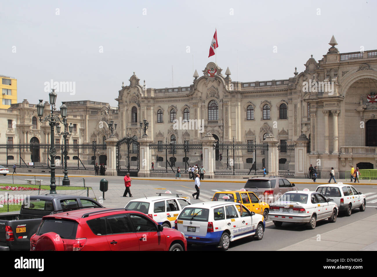 Peru Lima Plaza Mayor or Plaza de Armas Palacio de Gobierno Government palace Stock Photo