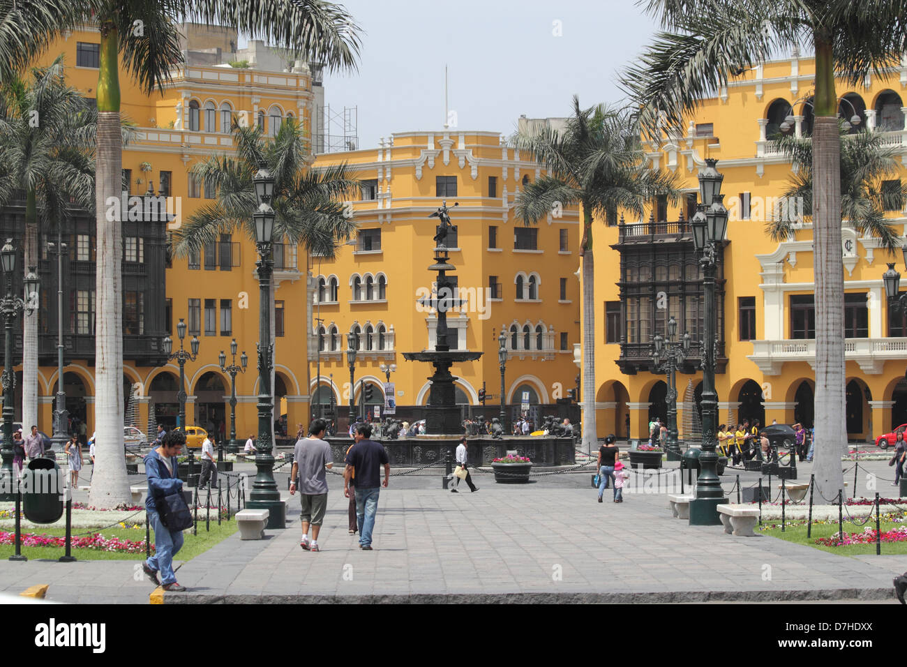Peru Lima Plaza Mayor or Plaza de Armas Stock Photo - Alamy