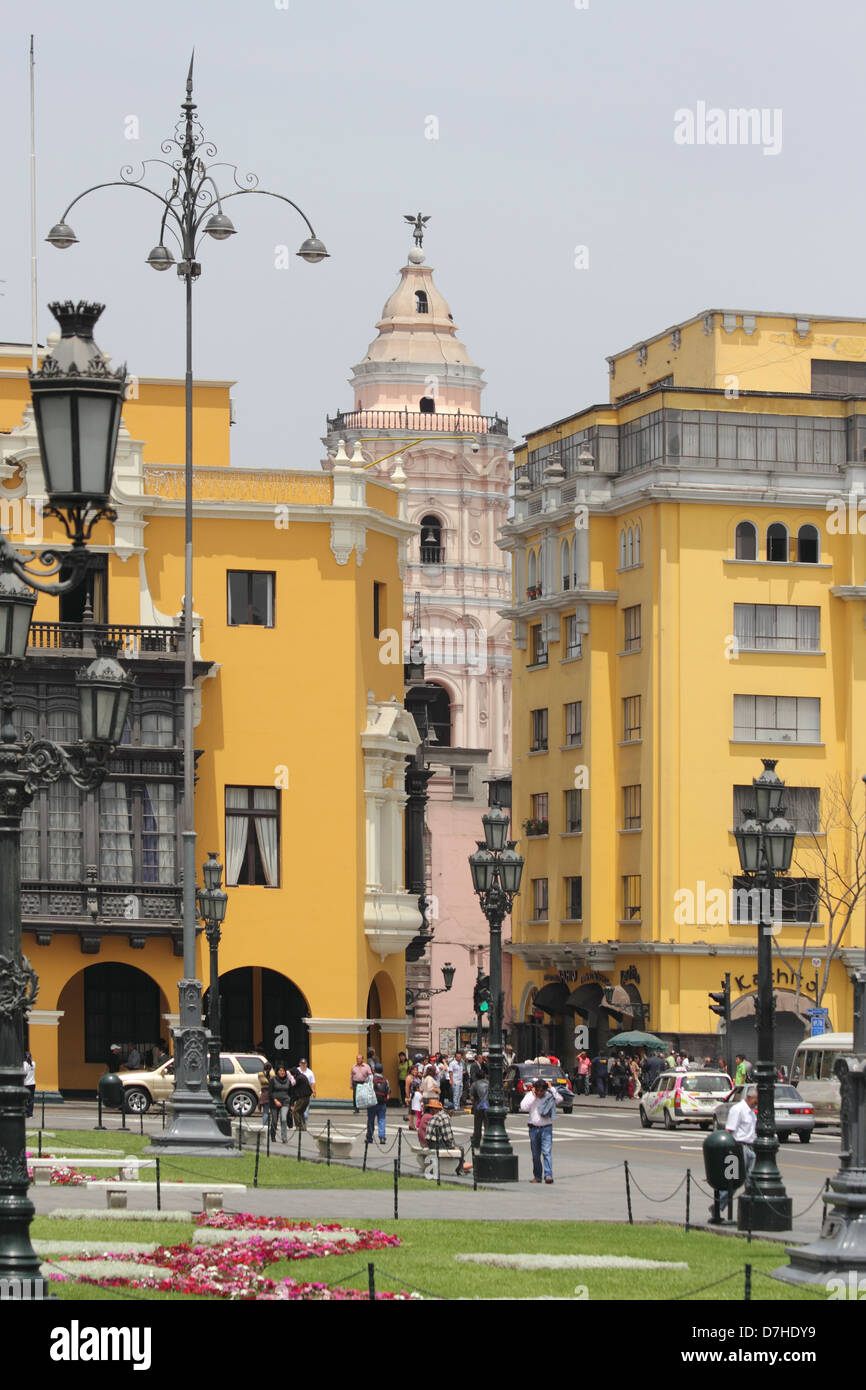 Peru Lima Plaza Mayor or Plaza de Armas Stock Photo - Alamy