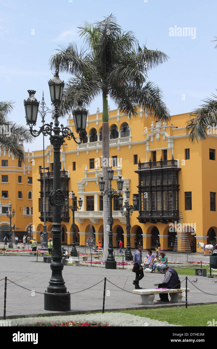 Peru Lima Plaza Mayor or Plaza de Armas Stock Photo - Alamy
