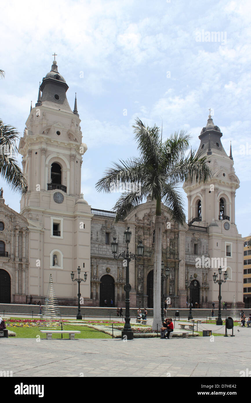Peru Lima Plaza Mayor or Plaza de Armas La Catedral Cathedral Stock ...
