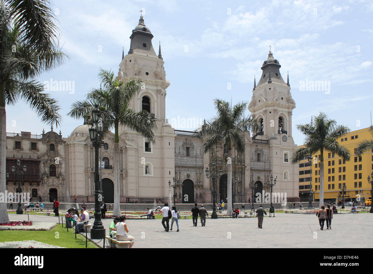 Peru Lima Plaza Mayor or Plaza de Armas La Catedral Cathedral Stock ...