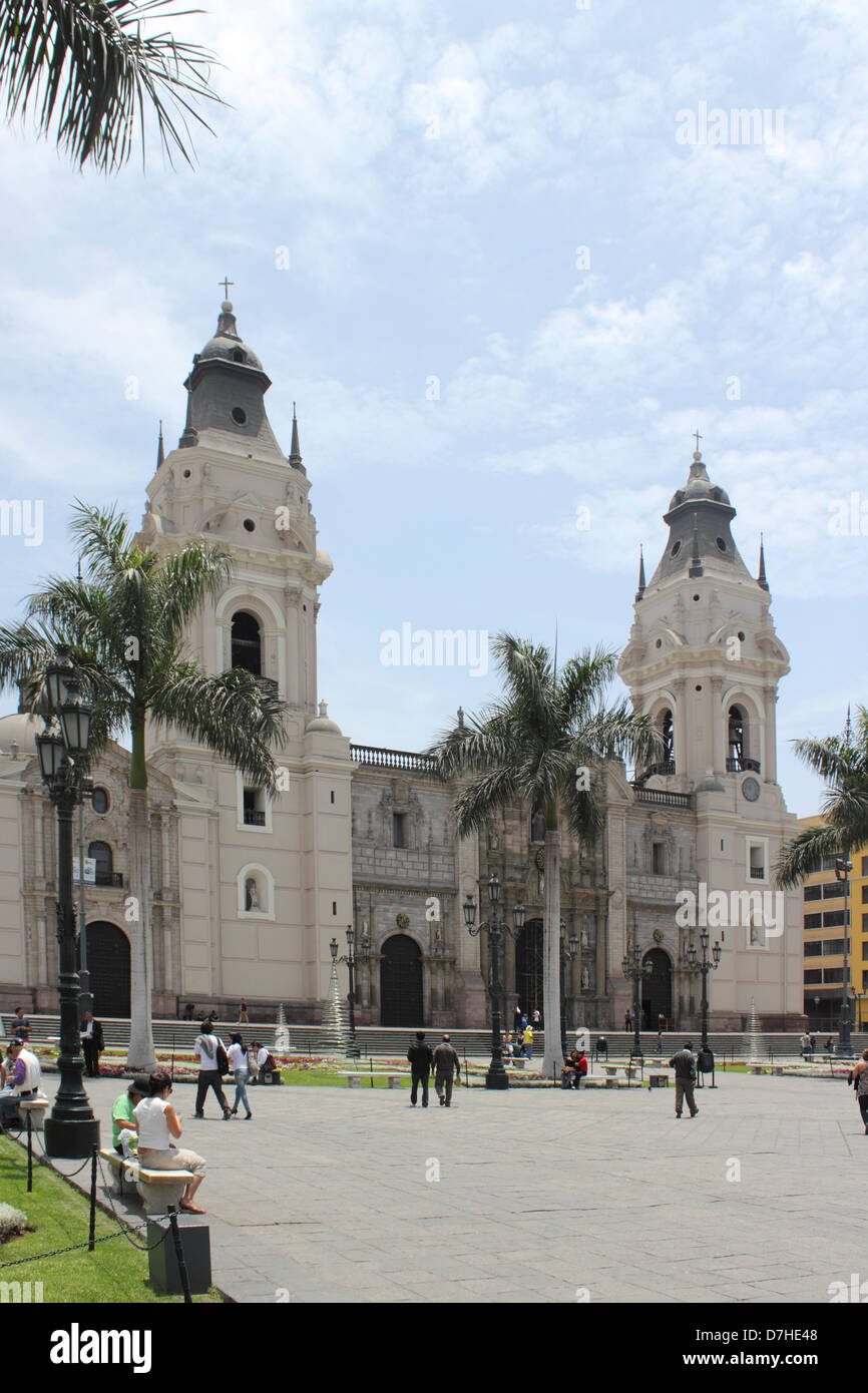 Peru Lima Plaza Mayor or Plaza de Armas La Catedral Cathedral Stock ...