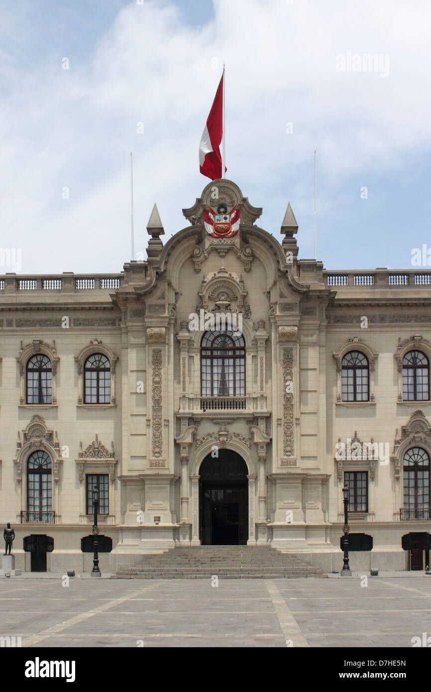 Peru Lima Plaza Mayor or Plaza de Armas Government palace  Palacio de Gobierno Stock Photo
