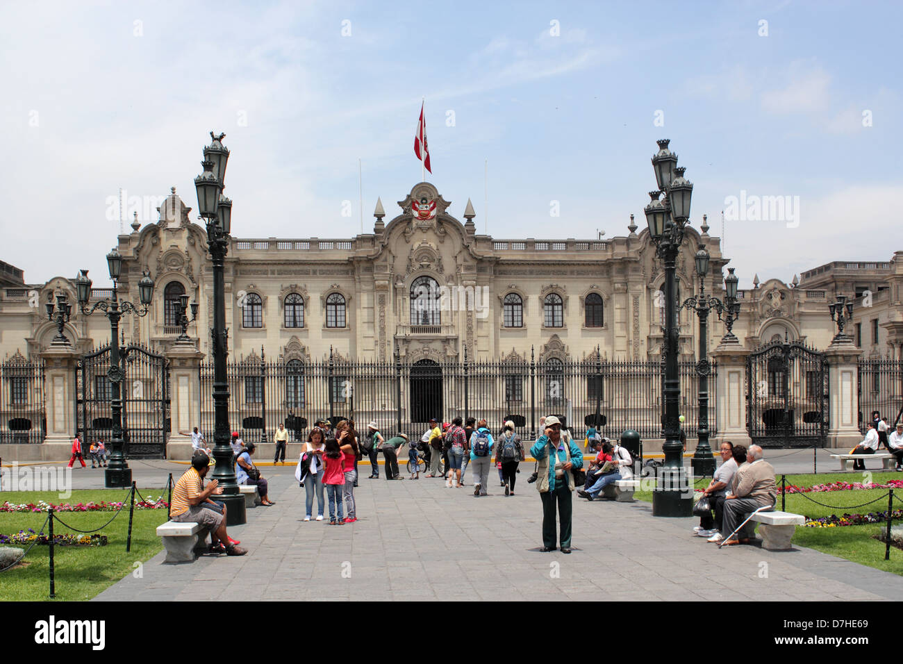 Peru Lima Plaza Mayor or Plaza de Armas Palacio de Gobierno  Government palace Stock Photo
