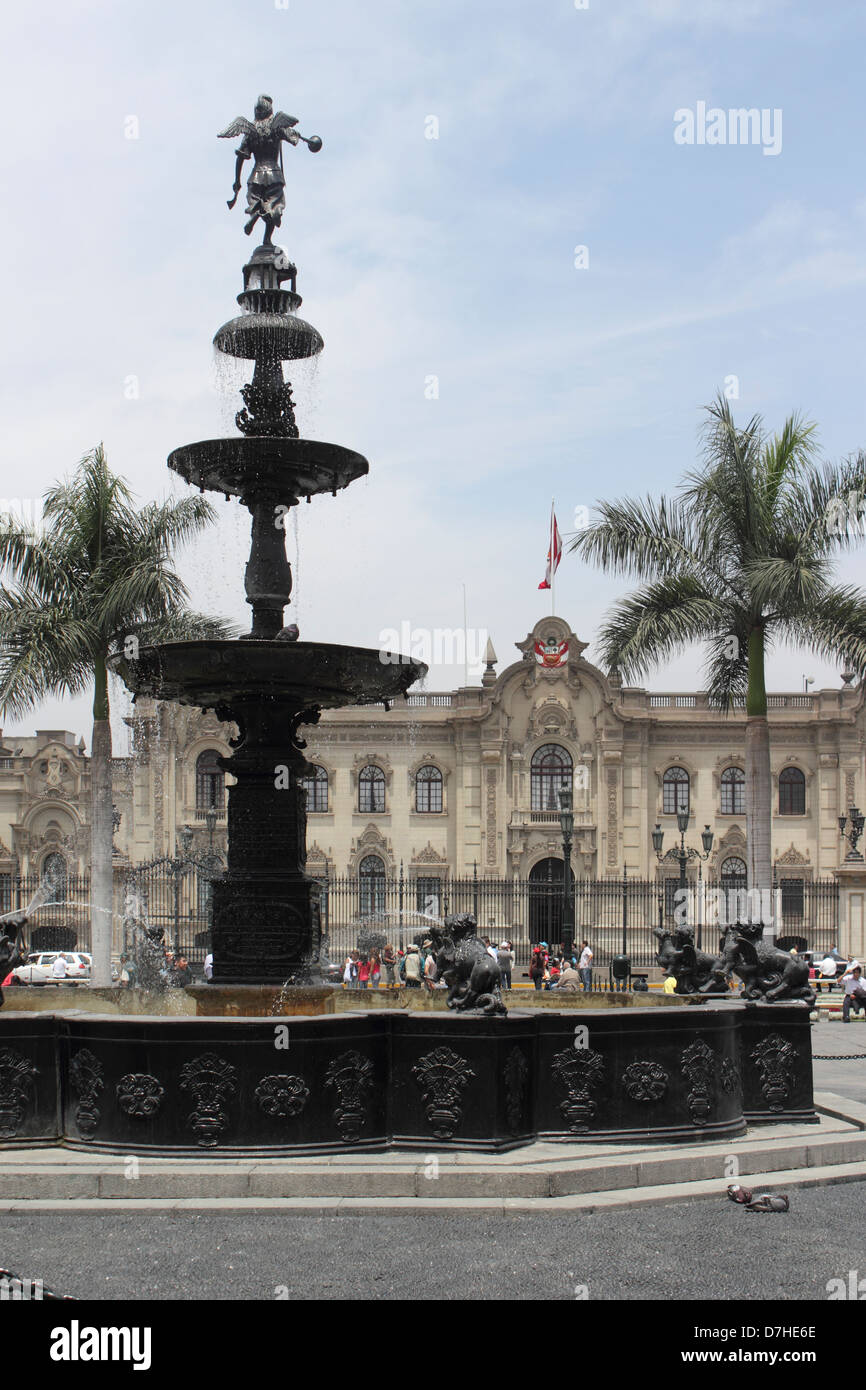 Peru Lima Plaza Mayor or Plaza de Armas Government palace  Palacio de Gobierno Stock Photo