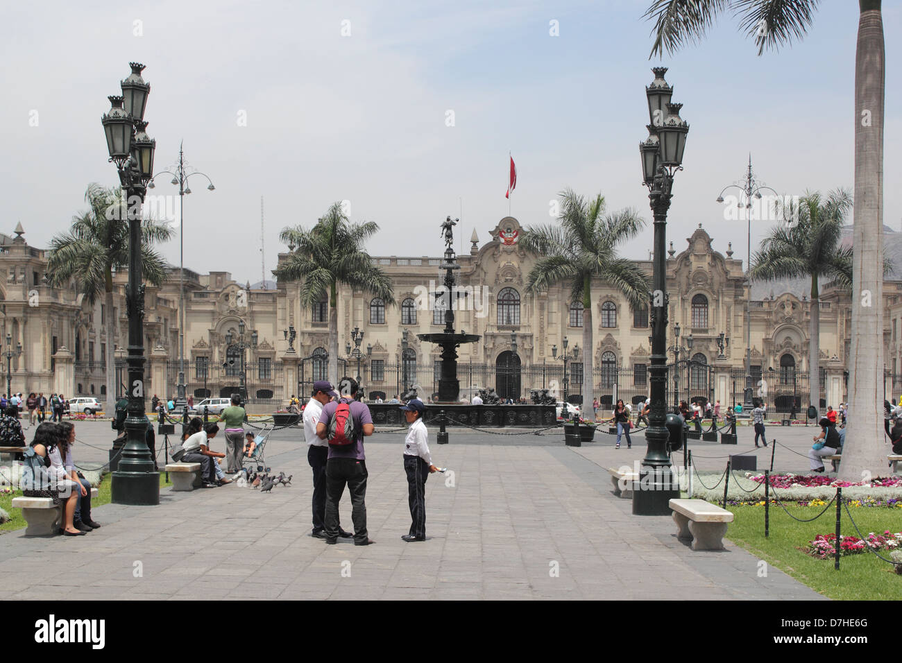 Peru Lima Plaza Mayor or Plaza de Armas Government palace Palacio de ...