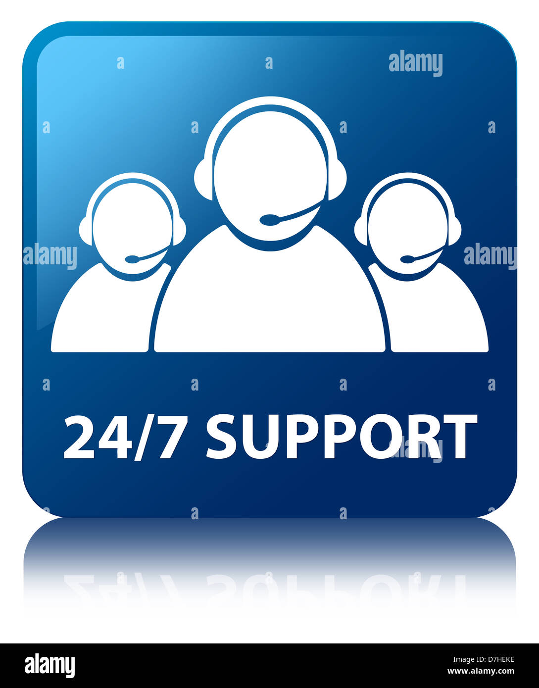 24/7 support blue square button Stock Photo