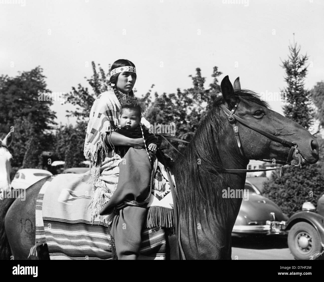 Native american indian on his horse Black and White Stock Photos ...