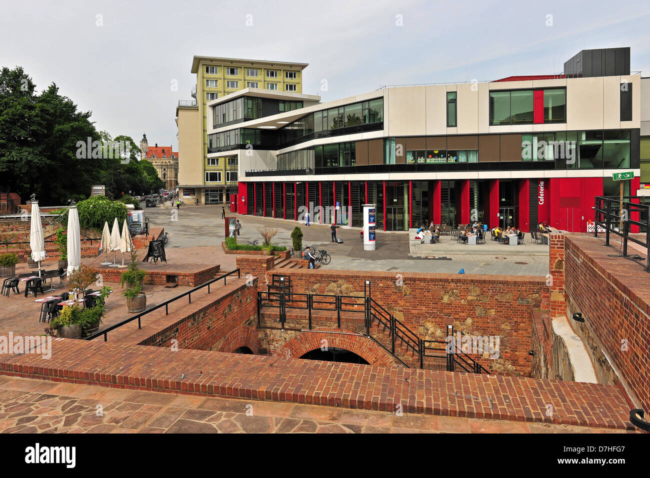 The university with cafeteria in Leipzig Stock Photo