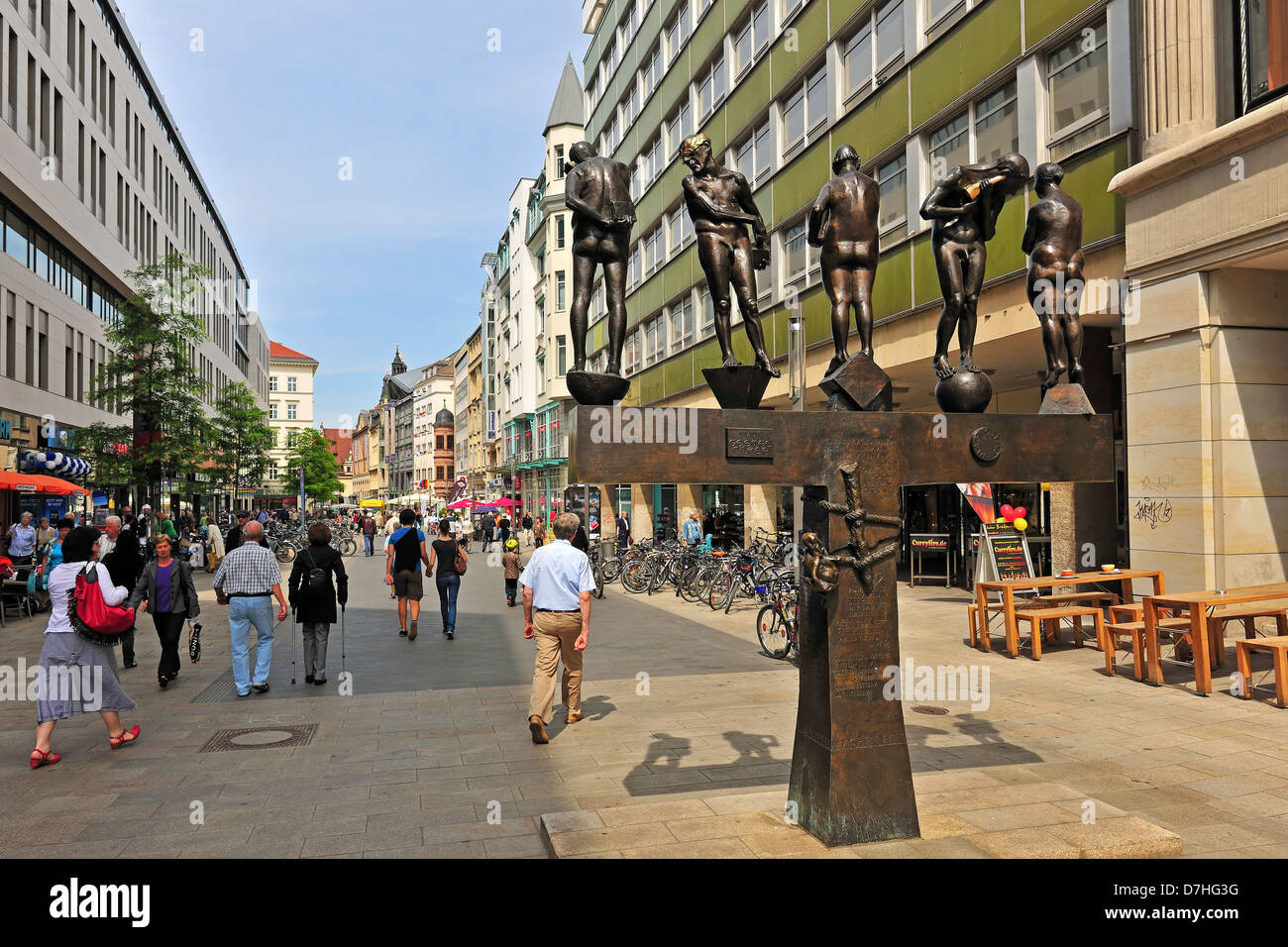 The pedestrian zone in Leipzig Monument Stock Photo