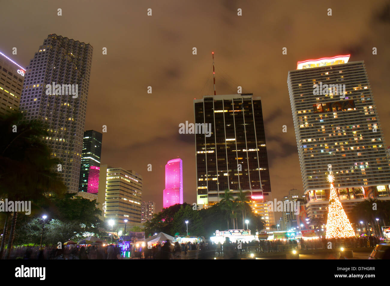 Miami Florida,Bayfront Park,New Year's Eve,Southeast Financial Center