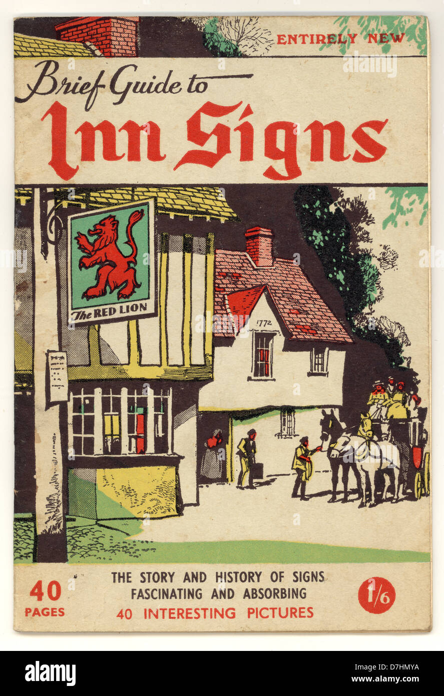 Original 1960's booklet - Brief Guide to Inn Signs - circa 1965 - published by Raleigh Press, Exmouth, Devon, UK Stock Photo