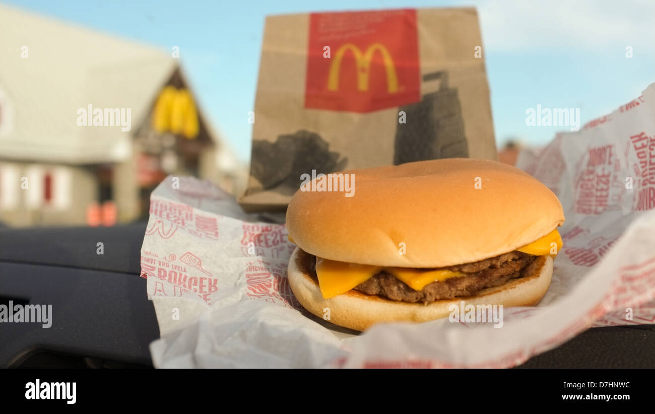 A Mcdonald's Mcdouble cheeseburger. Stock Photo