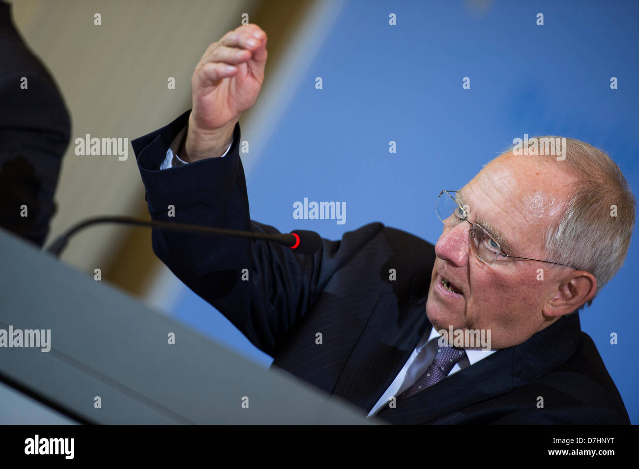 Germany, Berlin. May 8th 2013. Federal Minister of Finance, Wolfgang Schäuble holds a press conference on 2013 tax projections.  Credit Credit: Gonçalo Silva/Alamy Live News. Stock Photo