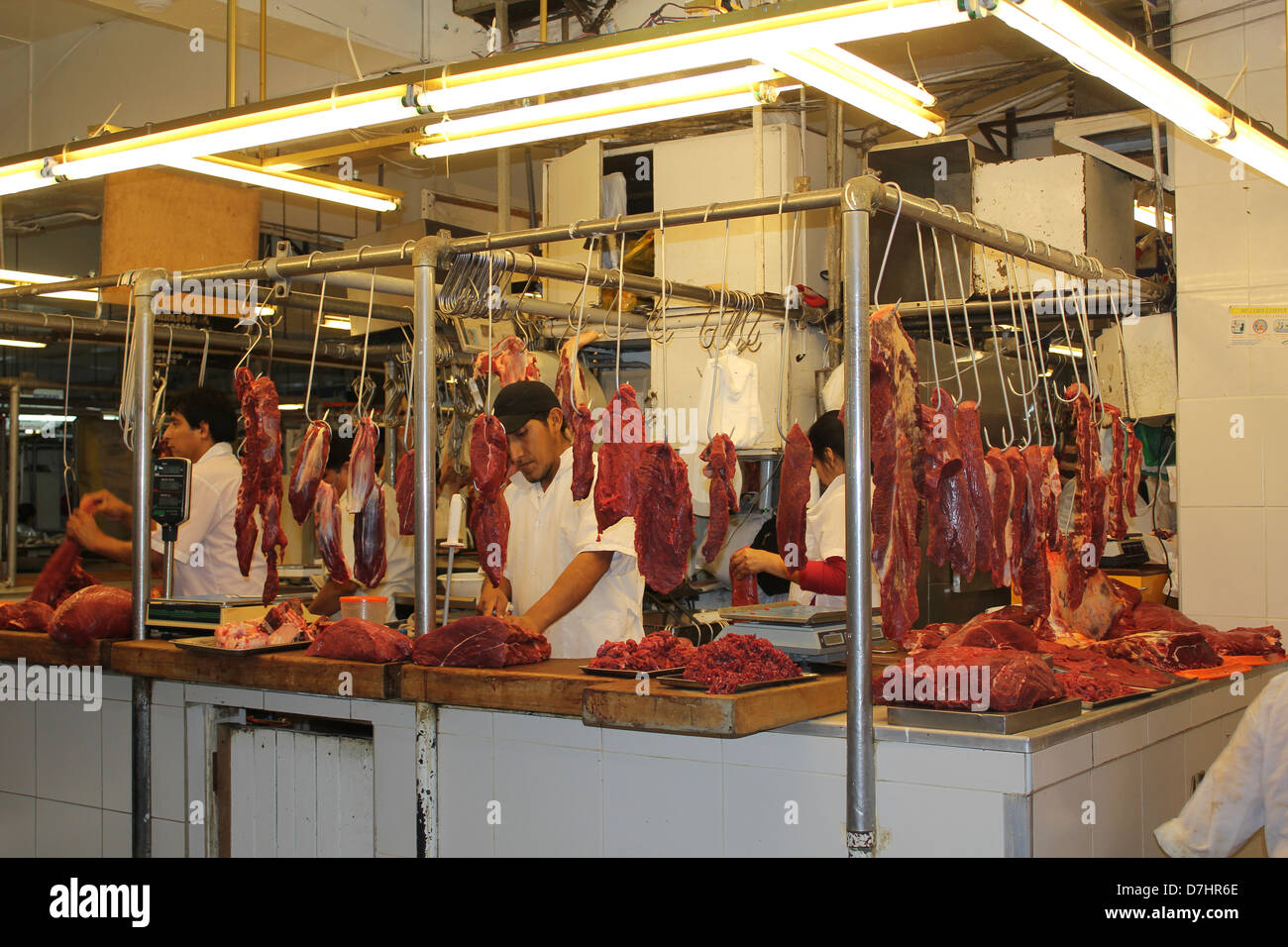 Peru Lima Mercado Central market meat Stock Photo