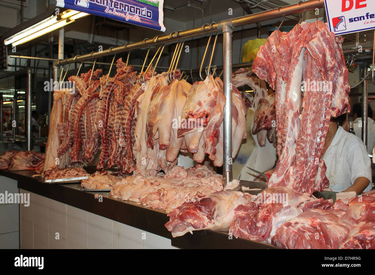 Peru Lima Mercado Central market meat Stock Photo