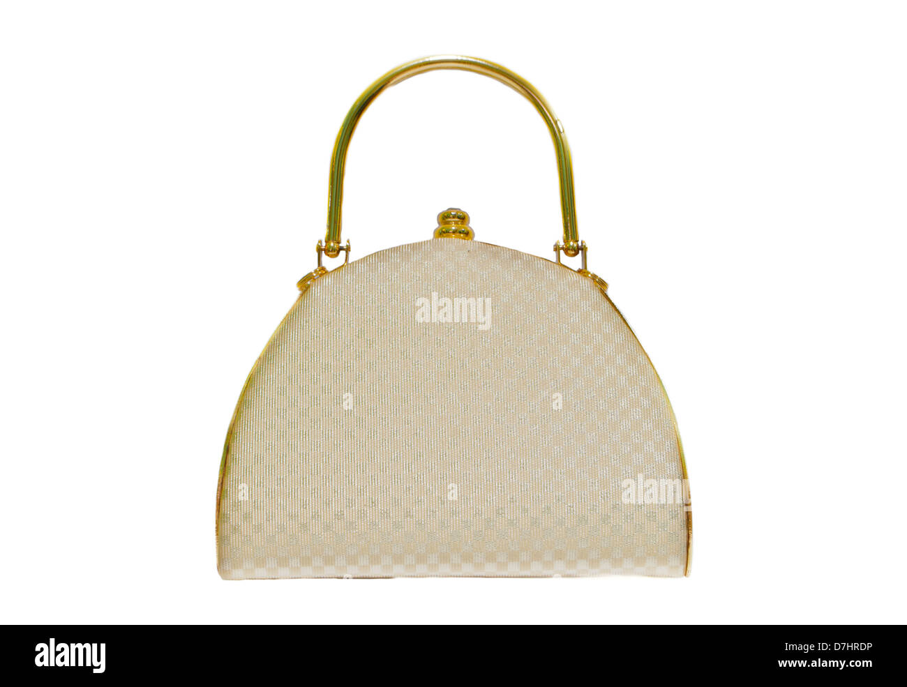 A golden handbag isolated on white background. Stock Photo