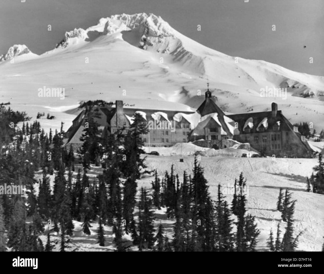 Timberline Lodge and Mt Hood, circa 1935 Stock Photo Alamy