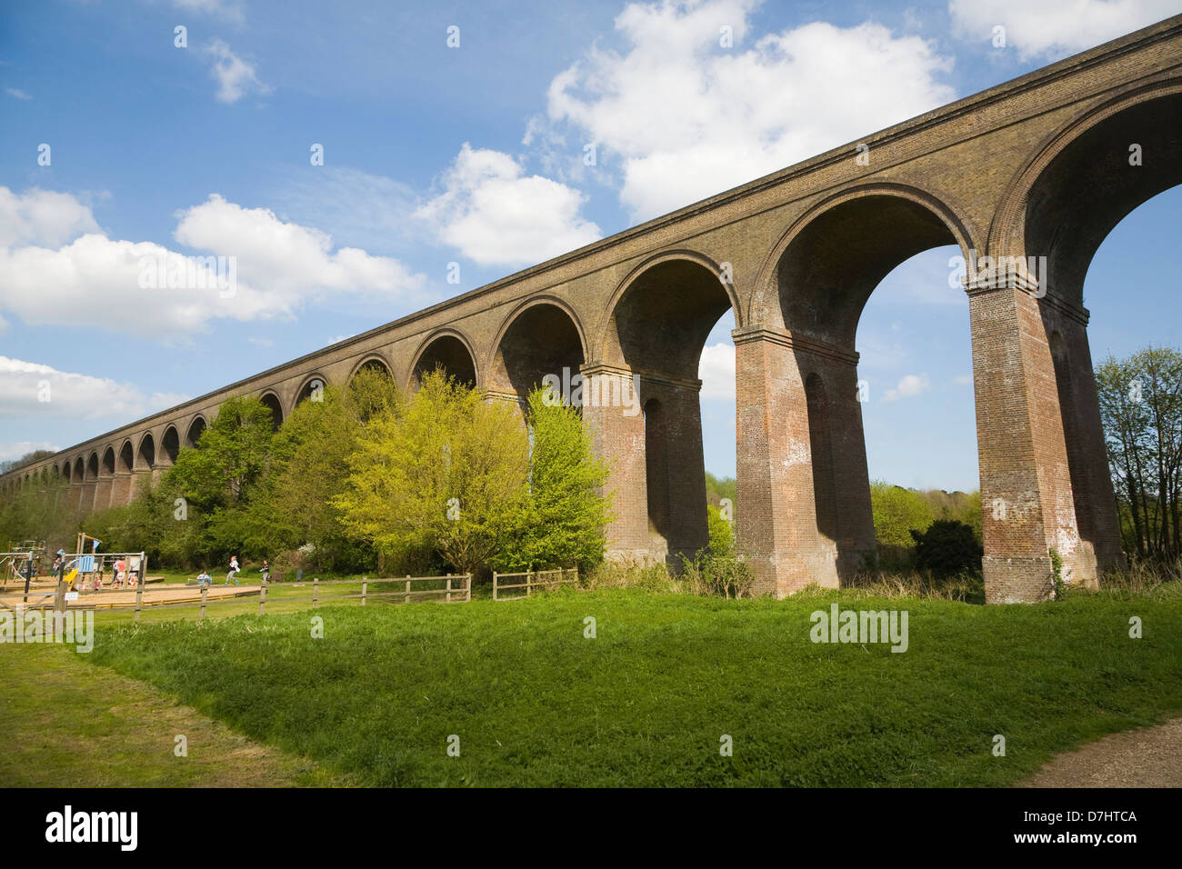 Victorian railway viaduct Chappel, Essex, England Stock Photo