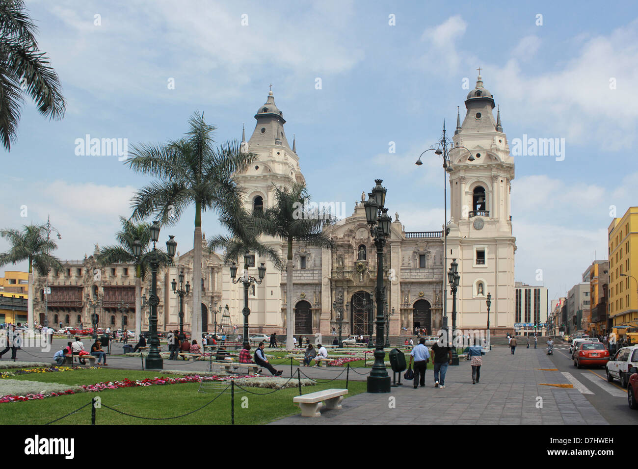 Peru Lima Plaza Mayor or Plaza de Armas Cathedral La Catedral Stock ...
