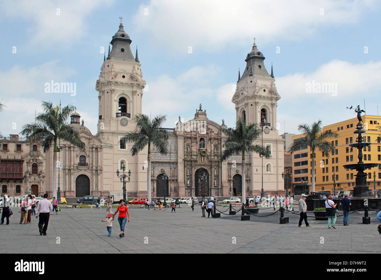 Peru Lima Plaza Mayor or Plaza de Armas Cathedral La Catedral Stock ...