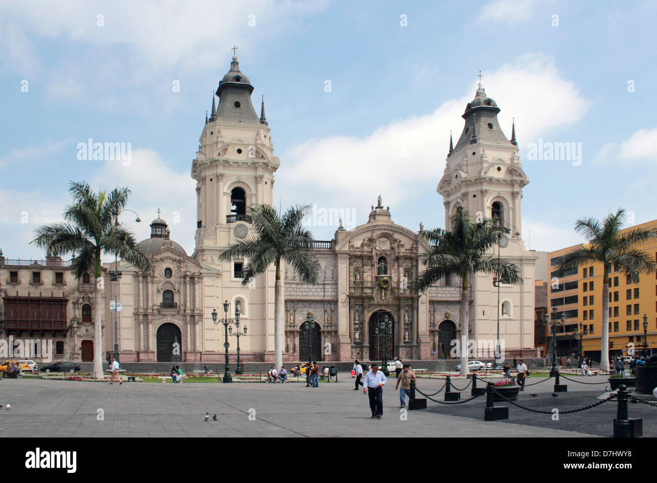 Peru Lima Plaza Mayor or Plaza de Armas Cathedral La Catedral Stock ...