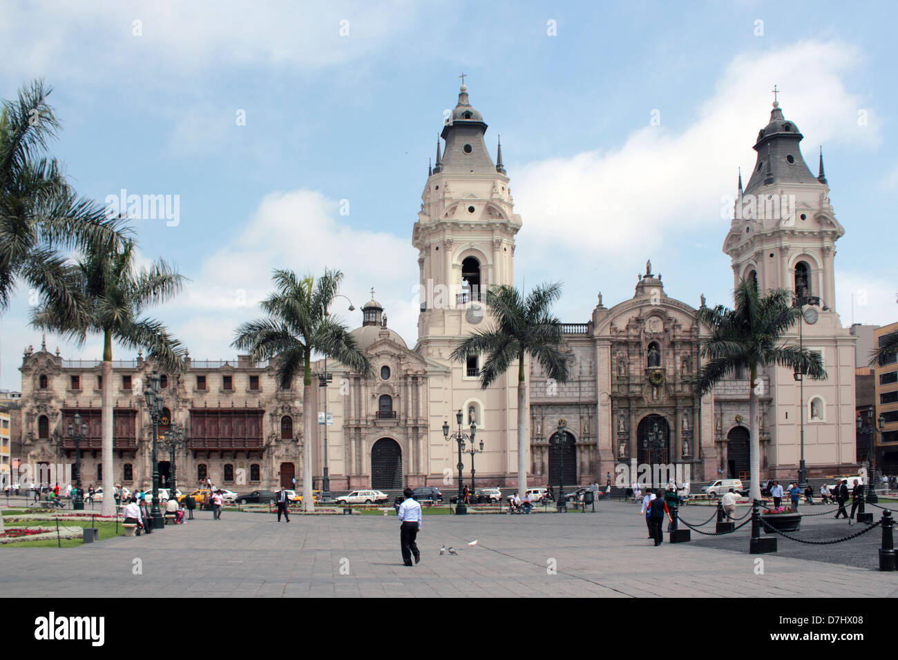 Peru Lima Plaza Mayor or Plaza de Armas Cathedral La Catedral Stock ...