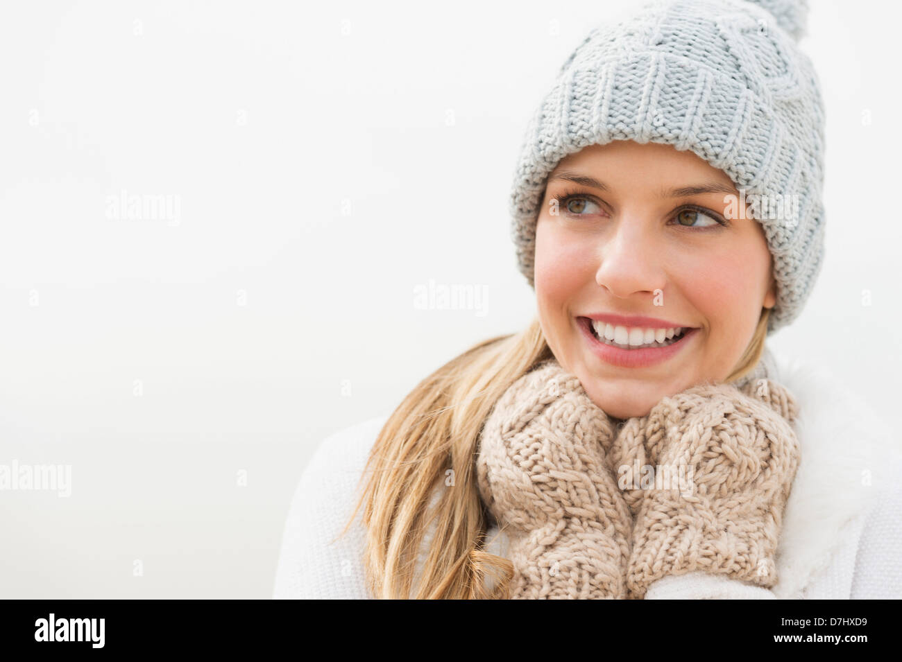 Portrait of woman in winter clothing Stock Photo