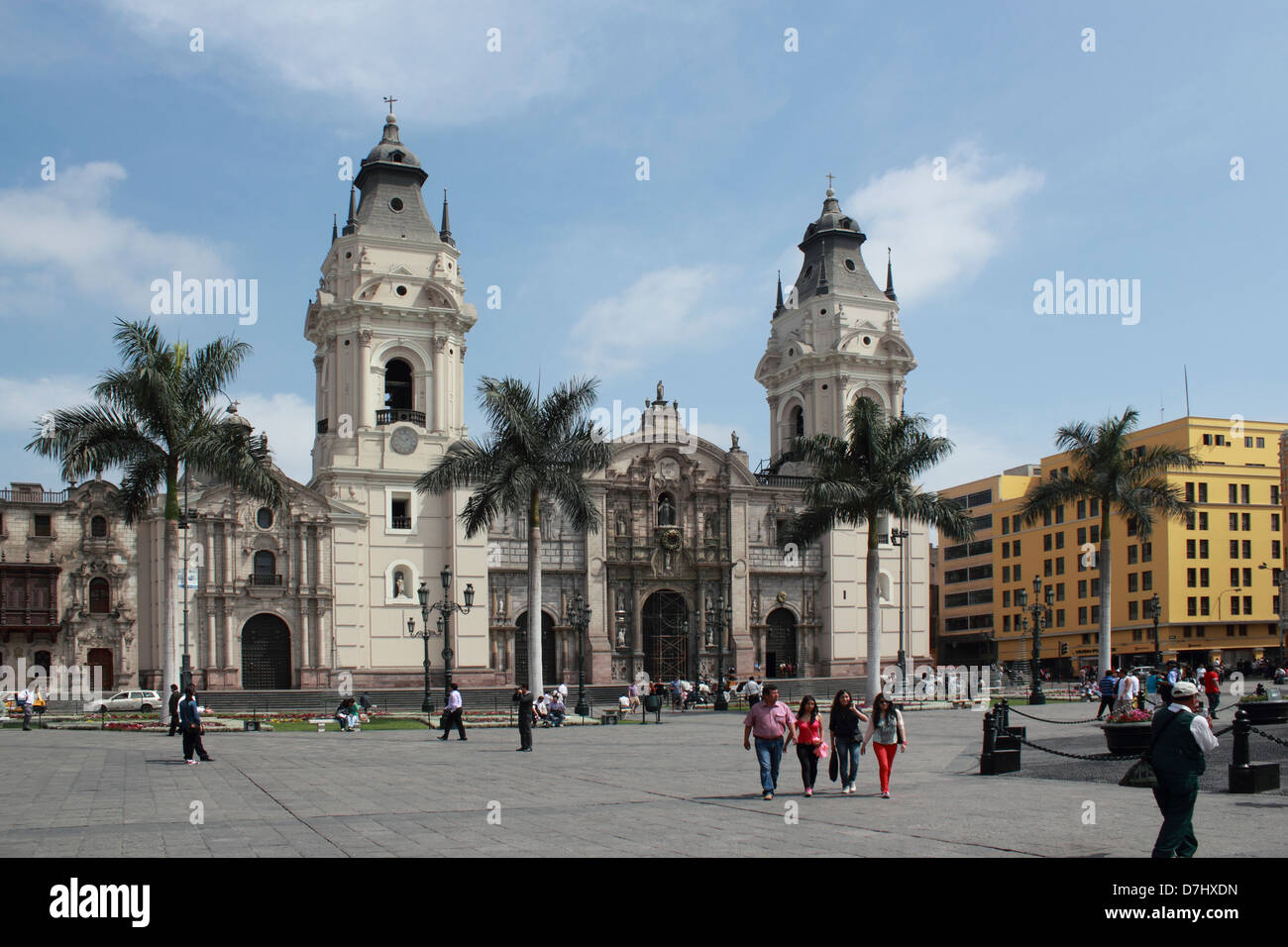 Peru Lima Plaza Mayor or Plaza de Armas Cathedral La Catedral Stock ...