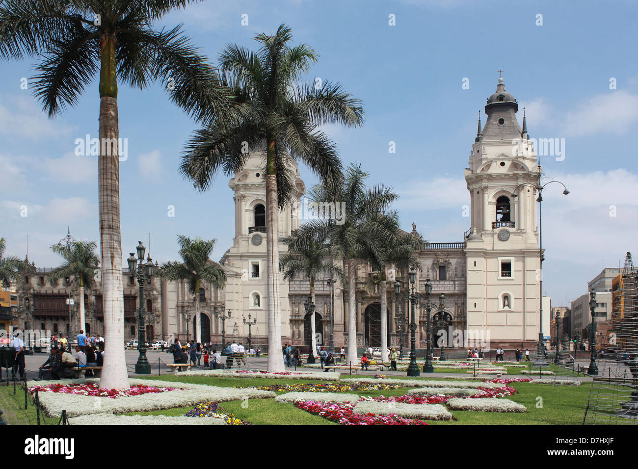 Peru Lima Plaza Mayor or Plaza de Armas Cathedral La Catedral Stock ...