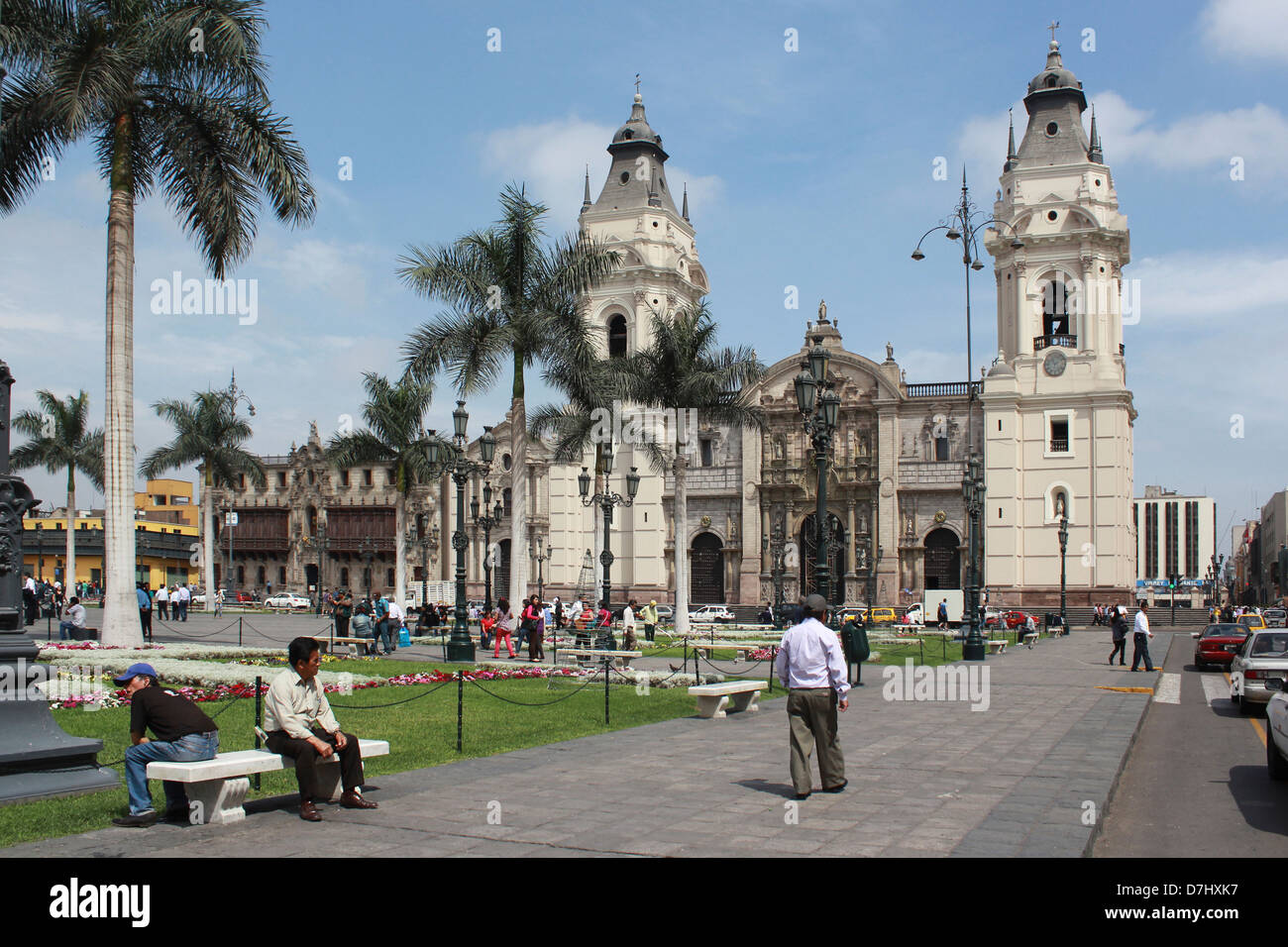 Peru Lima Plaza Mayor or Plaza de Armas Cathedral La Catedral Stock ...