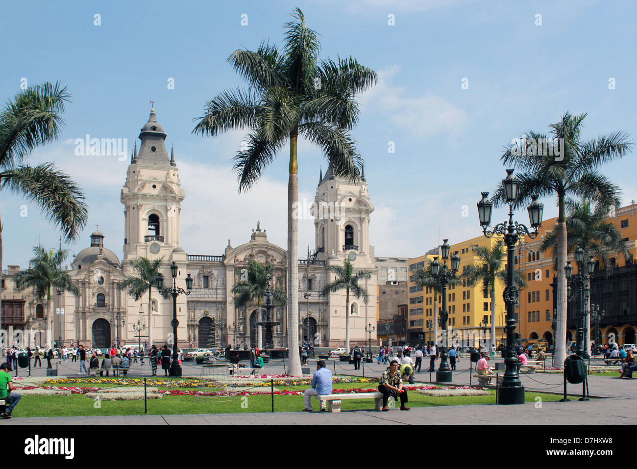 Peru Lima Plaza Mayor La Catedral or Plaza de Armas Cathedral Stock ...