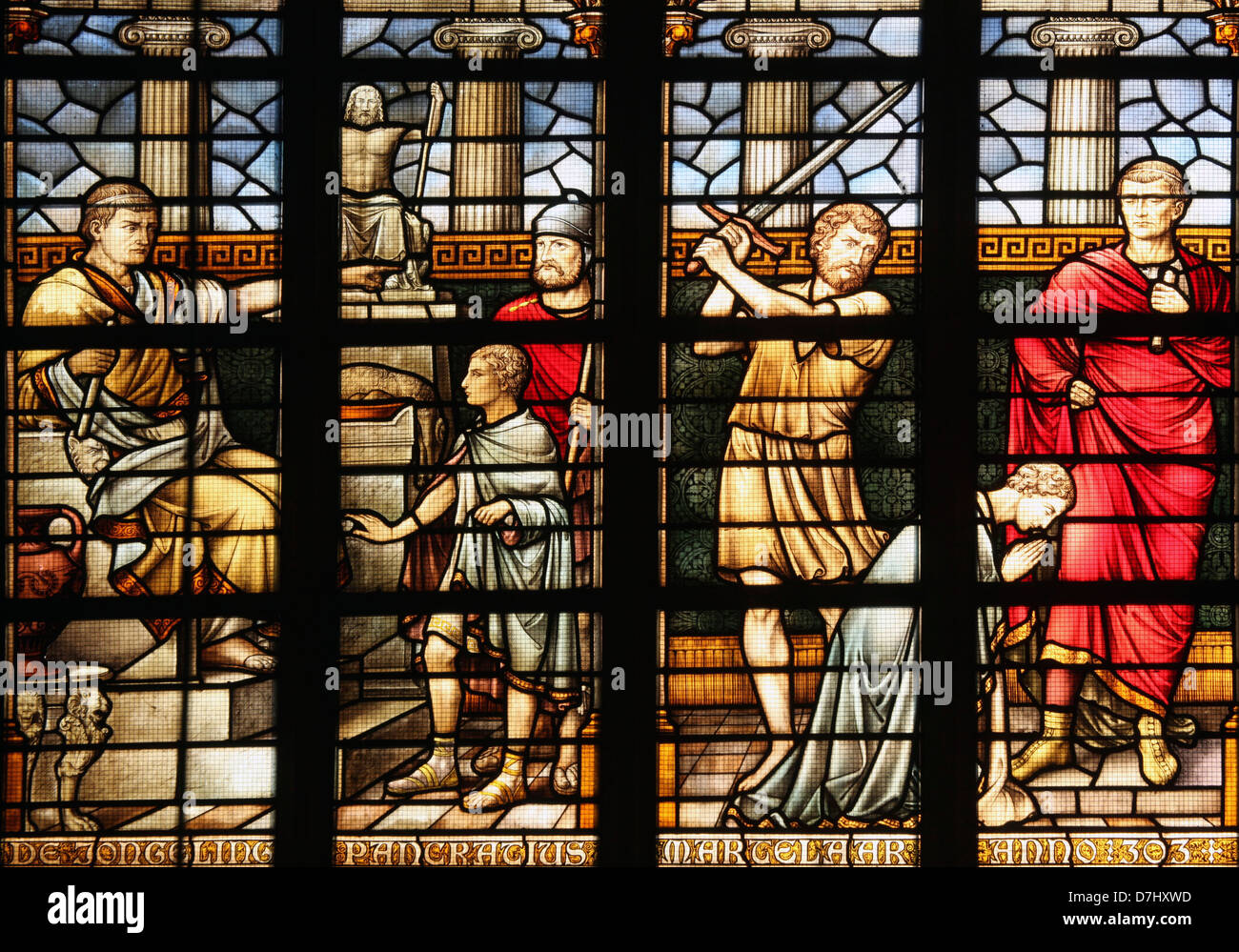 stained glass windows in the 'big church' in dordrecht Stock Photo