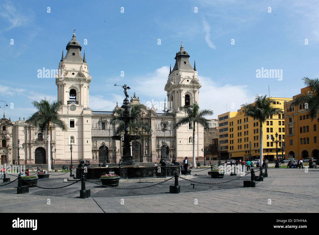 Peru Lima Plaza Mayor La Catedral or Plaza de Armas Cathedral Stock ...