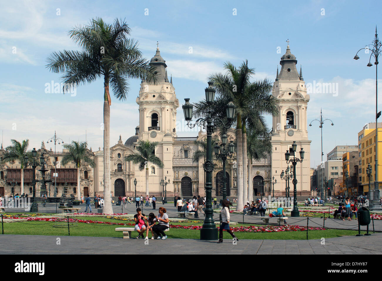 Peru Lima Plaza Mayor La Catedral Plaza de Armas Cathedral Stock Photo ...