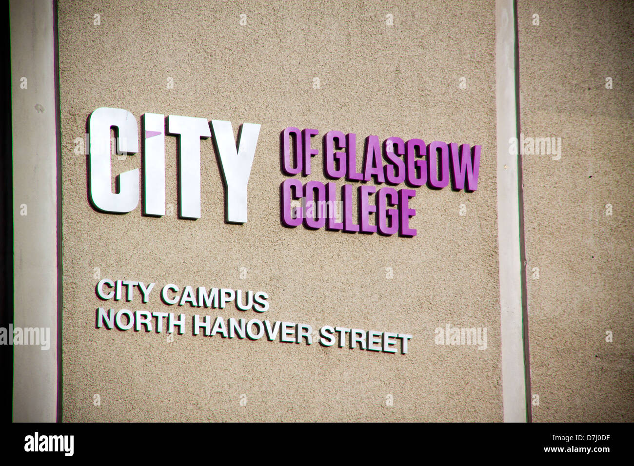 City of Glasgow College sign North Hanover Street Stock Photo