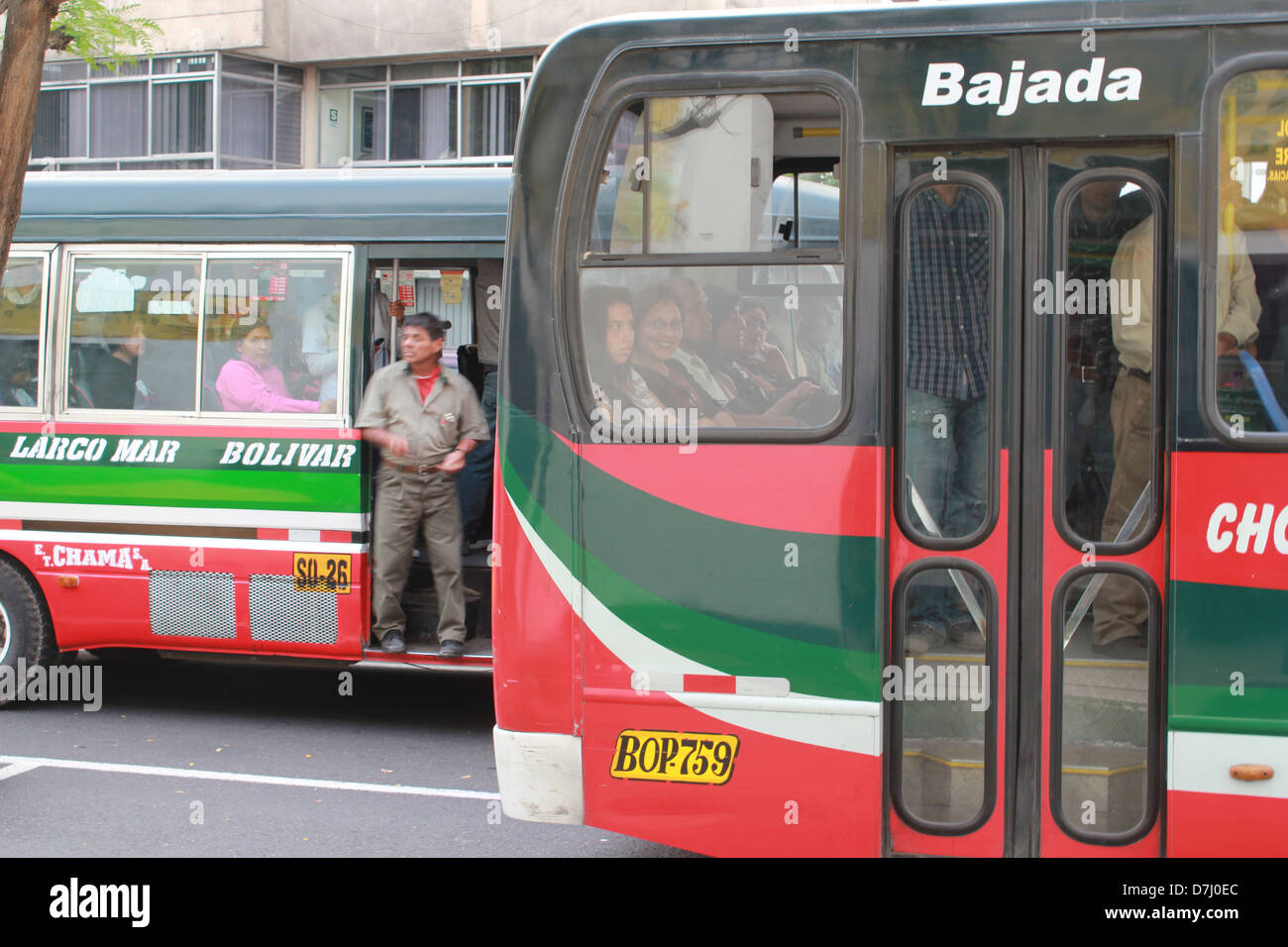 Peru Lima Miraflores Bus Stock Photo