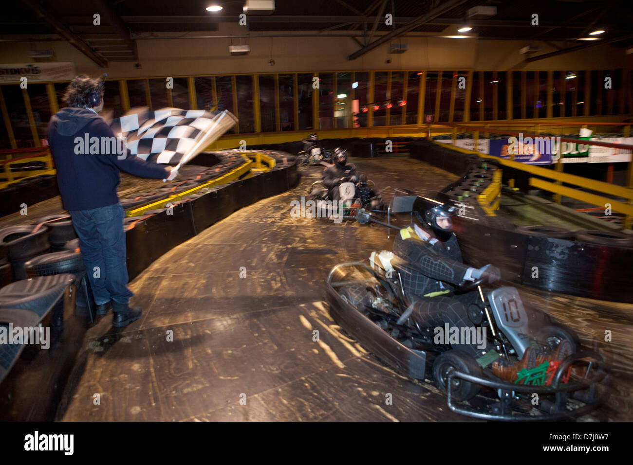 Carting at Go-kart-in in dordrecht, holland Stock Photo