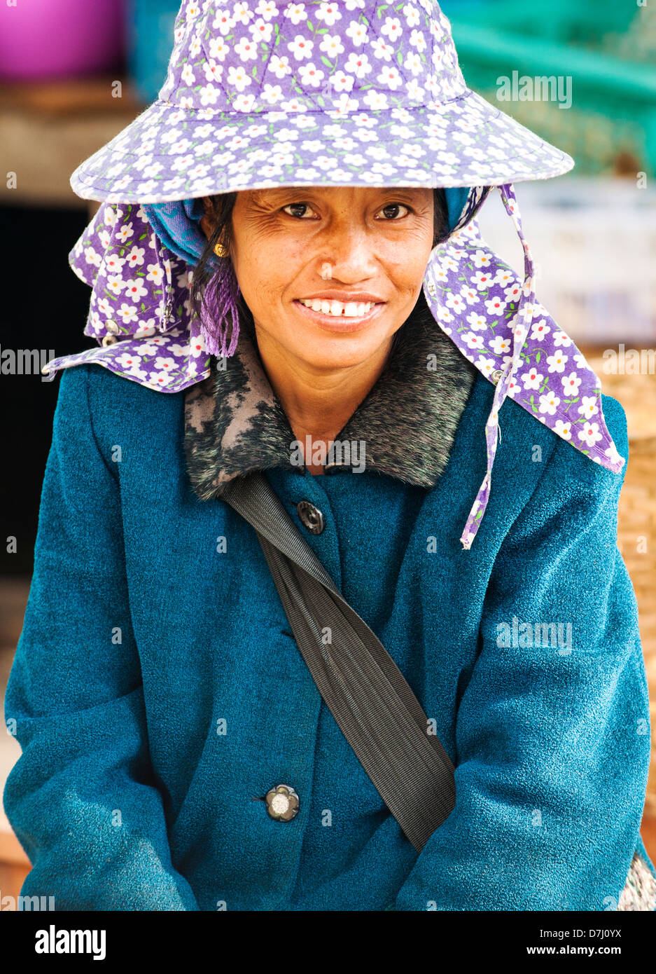 Portrait of a woman, Kyaing Tong market, Burma (Myanmar) Stock Photo