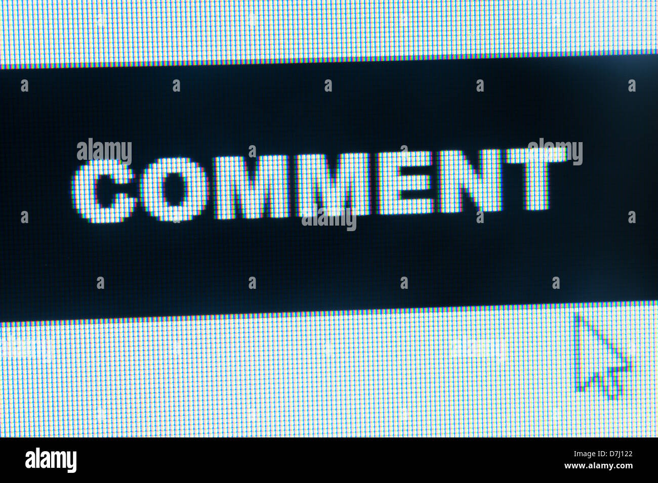 Comment word and cursor on computer monitor Stock Photo - Alamy