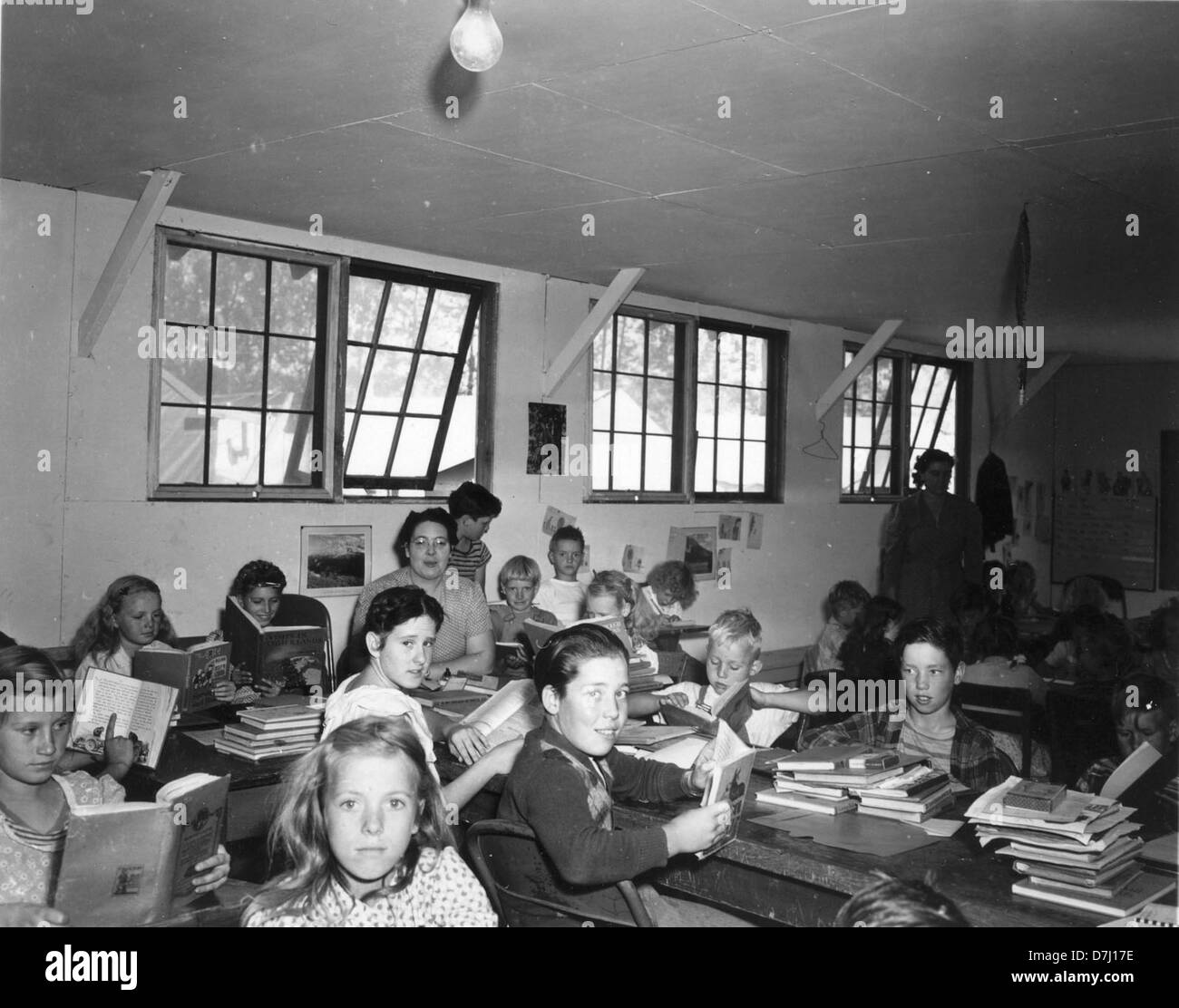 People in school at the Malin farm labor camp Stock Photo Alamy