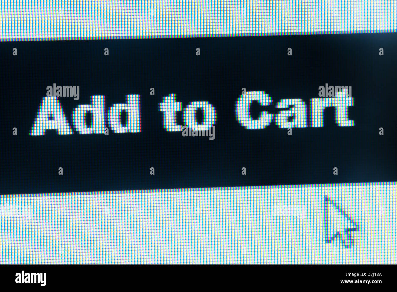 Add to cart words and cursor on computer monitor Stock Photo