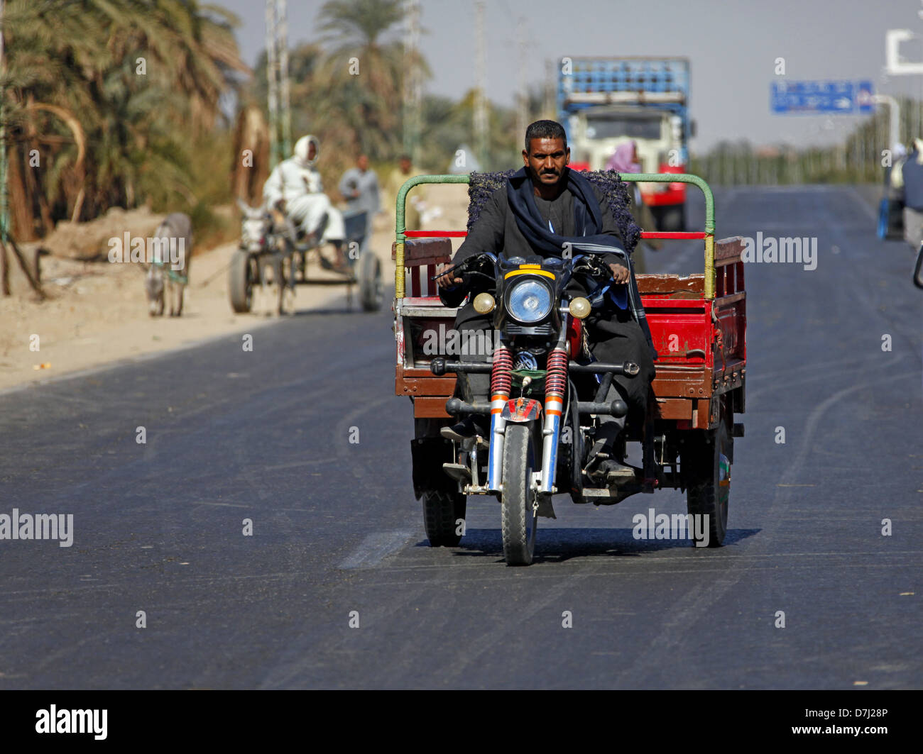 EGYPTIAN MOTOR TRICYCLE NEAR ASWAN EGYPT 11 January 2013 Stock Photo