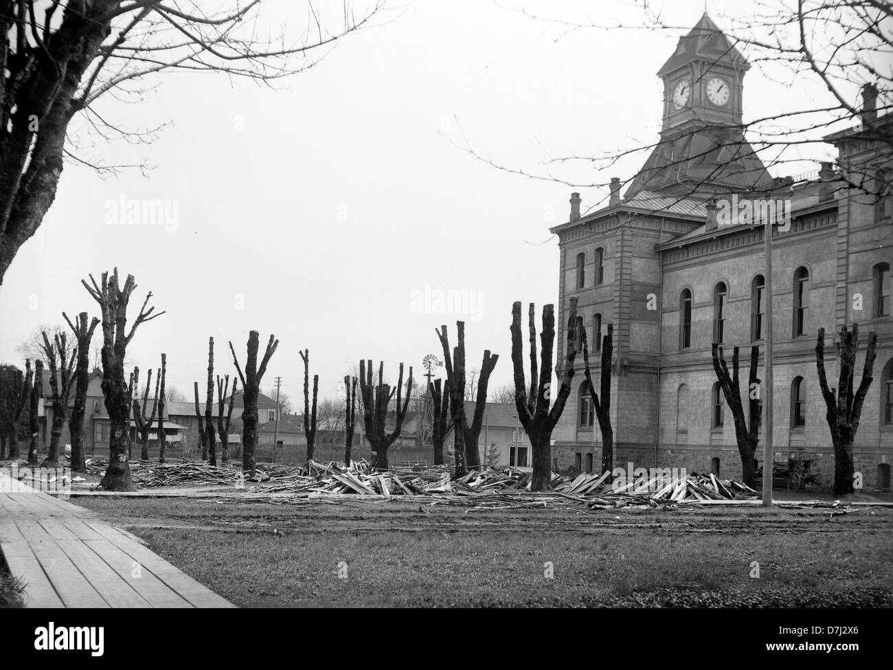 Benton County Courthouse with pruned trees, 1906 Stock Photo Alamy