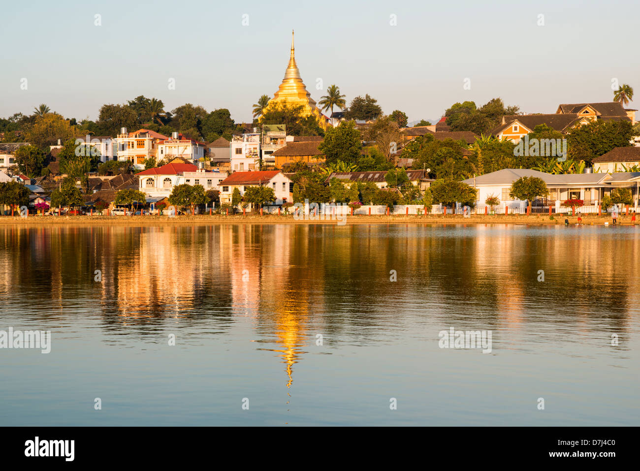 Panoramic view of Kyaing Tong at sunset, Burma (Myanmar) Stock Photo