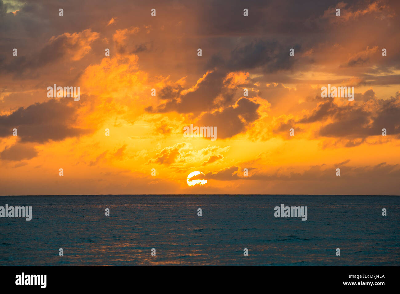 Jamaica, Sunset over sea Stock Photo