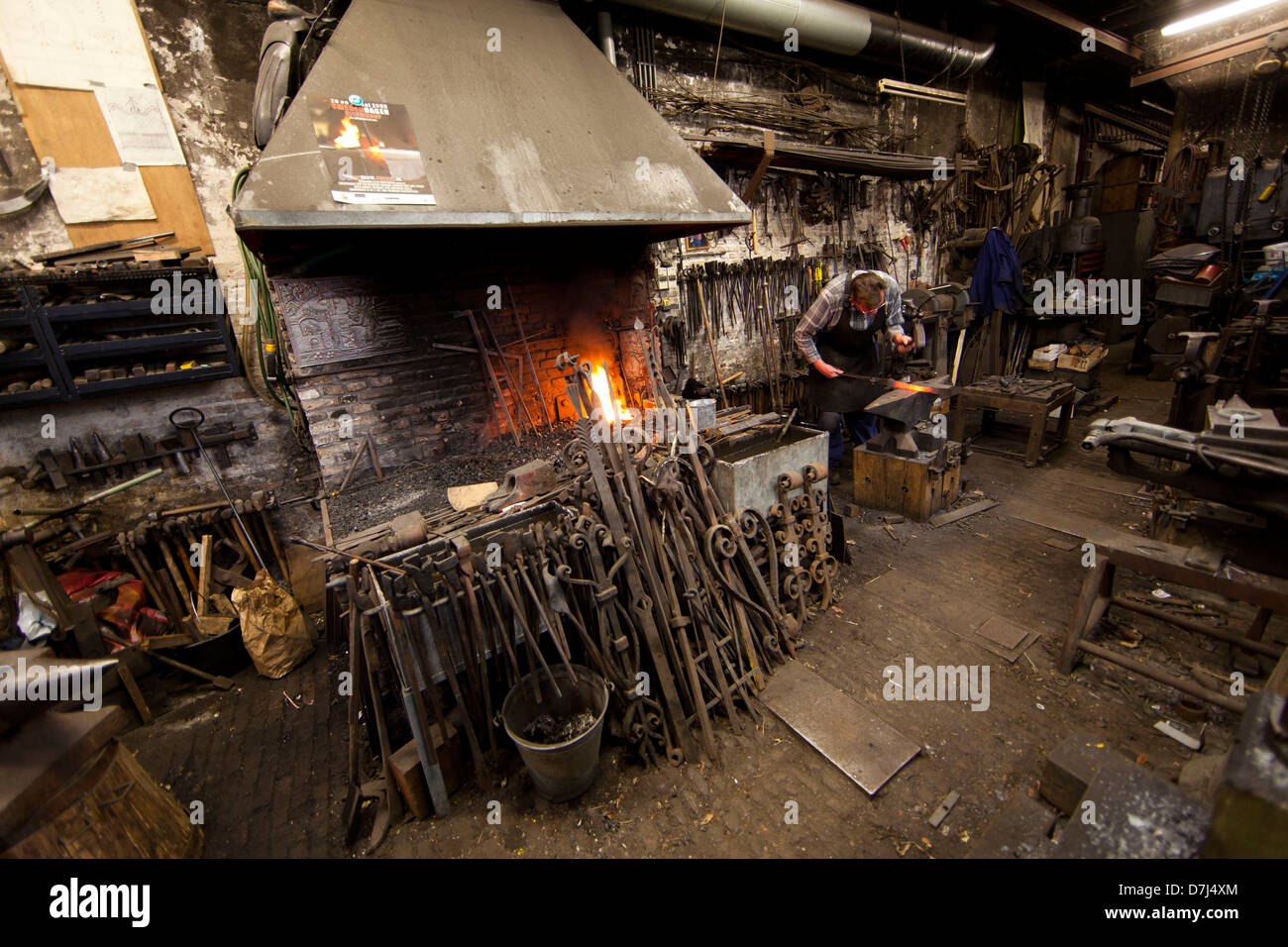 traditional blacksmith at work in Holland Stock Photo