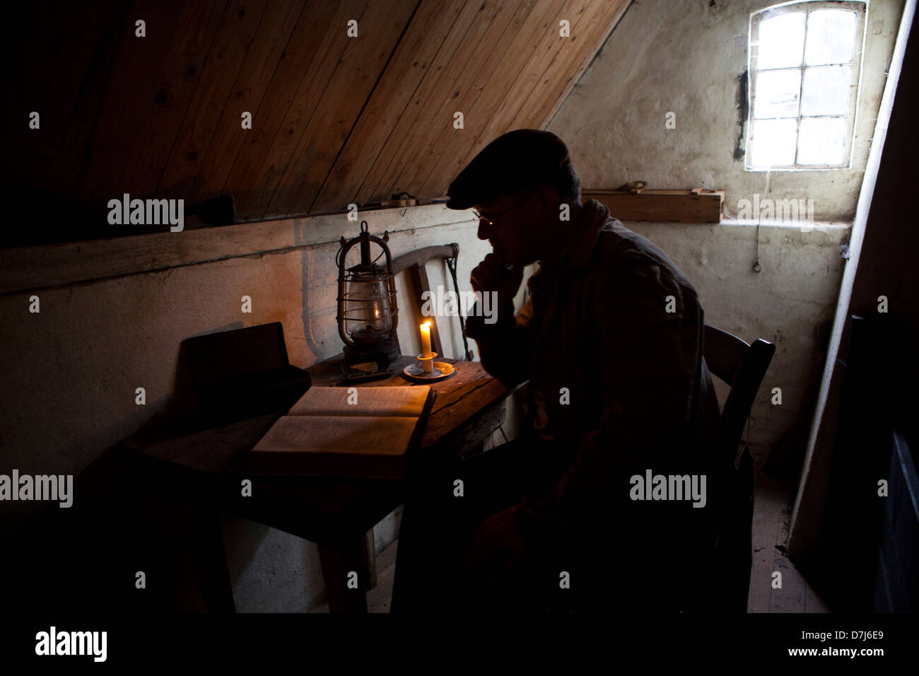 volunteers at a willow shack in national park de biesbosch in holland Stock Photo